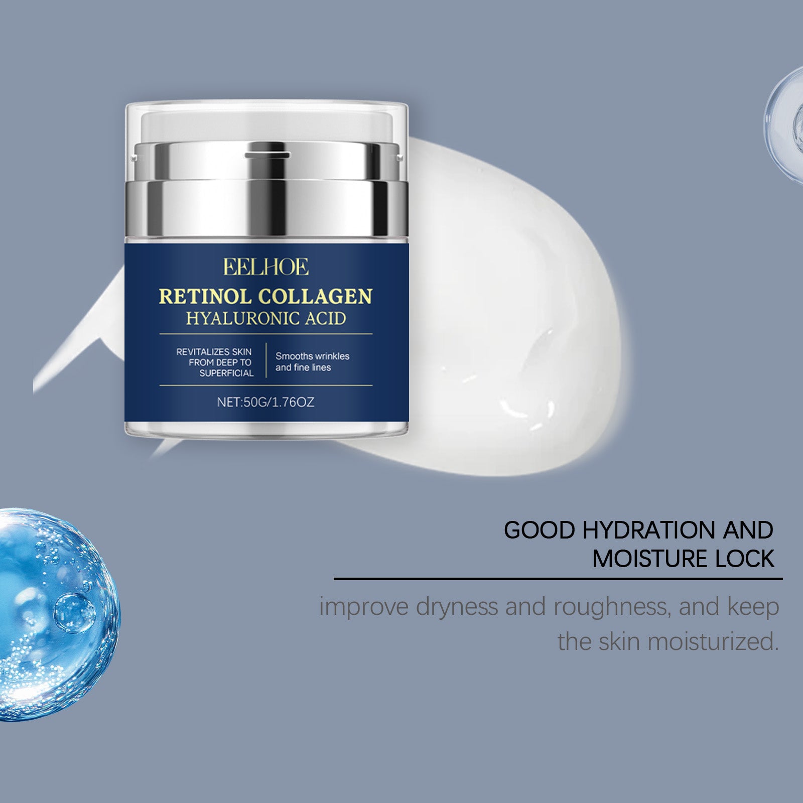 Retinol Collagen Face Cream with Hyaluronic Acid - Skin Revitalizing & Smoothing